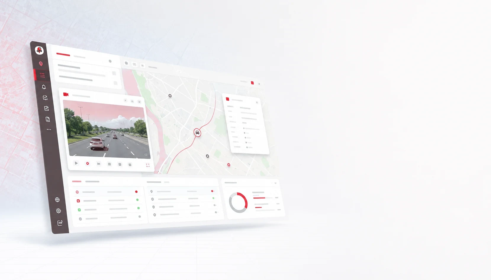 Plataforma con la cámara del vehículo en vivo junto al mapa